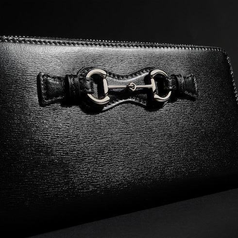 Zip around wallet with Horsebit - black leather