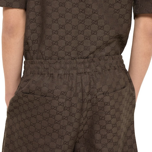 GG canvas linen blend shorts - brown