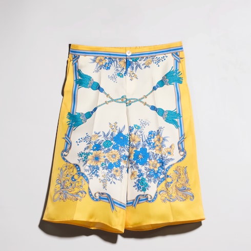 Printed silk twill pants - multicolor