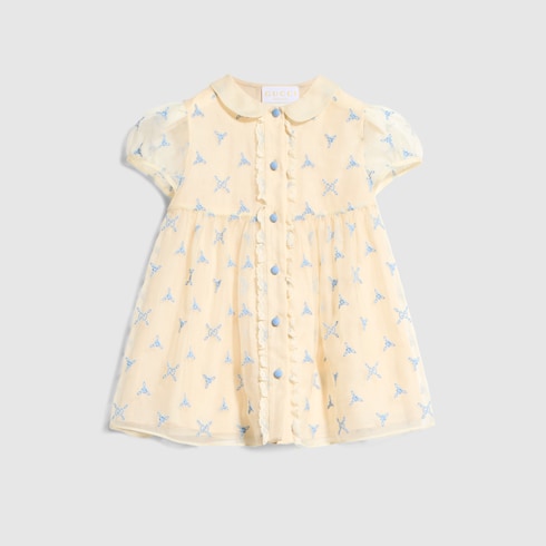 Baby embroidered silk dress - off white