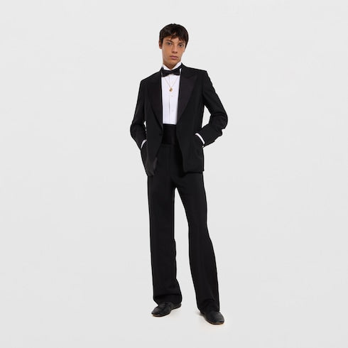 Light wool mohair canvas suit - black