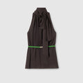 Horsebit silk jacquard dress - dark brown