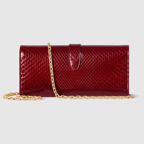 Gucci Jackie python wallet on chain - dark red