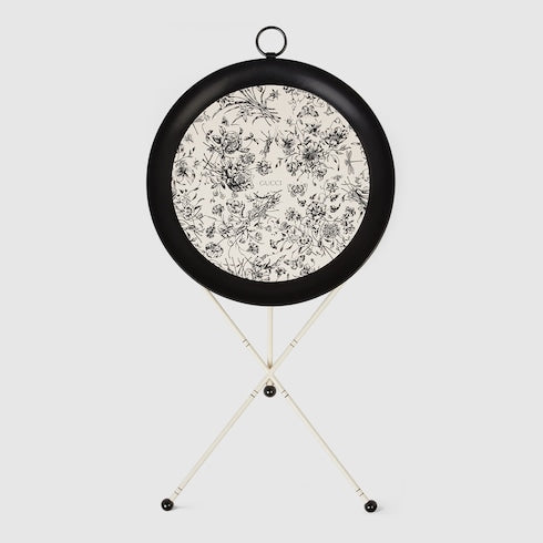 Gucci Flora Sketch print folding table - ivory and black metal