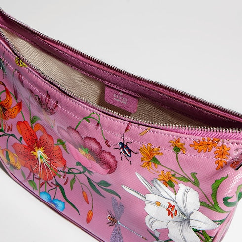 Lady Lunetta small shoulder bag - pink and multicolor canvas