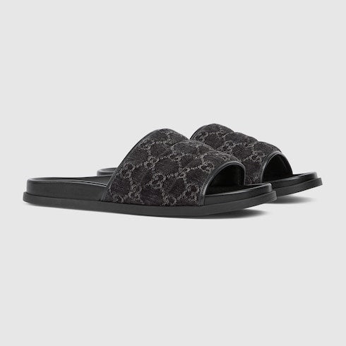 Men's slide sandal - black GG denim