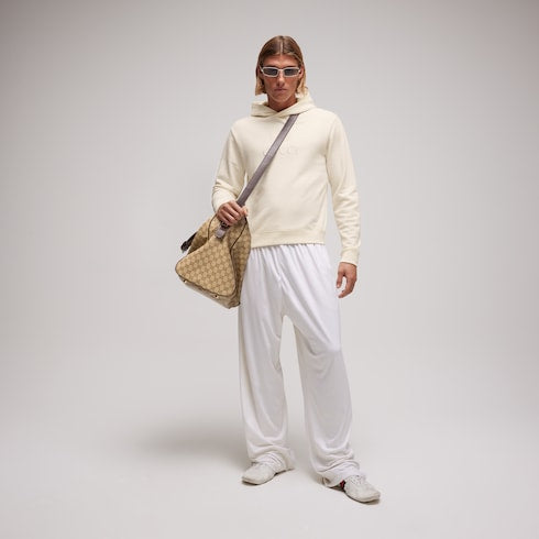 Cashmere jersey sweatshirt with embroidery - white