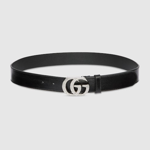 Belt with Double G buckle - black leather