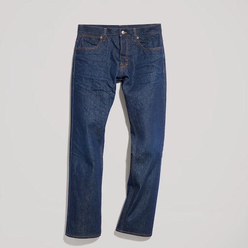 Cotton denim pants with embroidery - blue