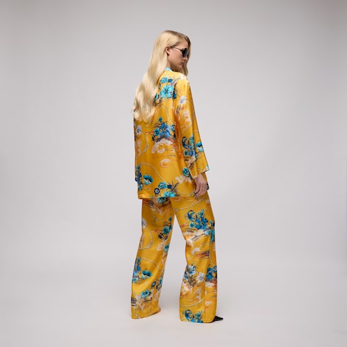 Printed silk twill shirt - multicolor
