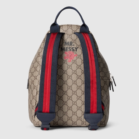 Children's GG backpack with prints - beige and brown GG Supreme