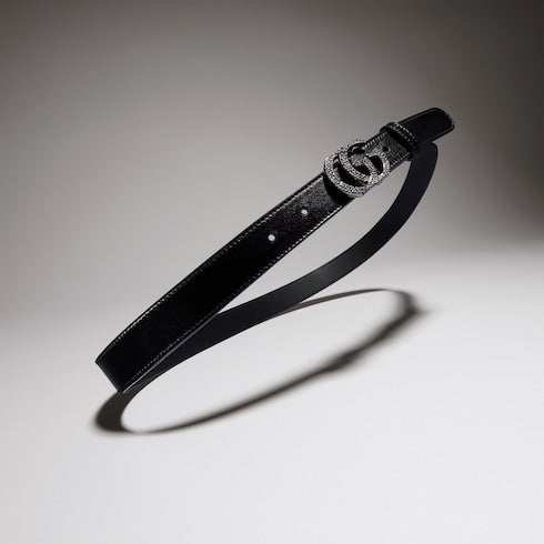Belt with Double G buckle - black leather