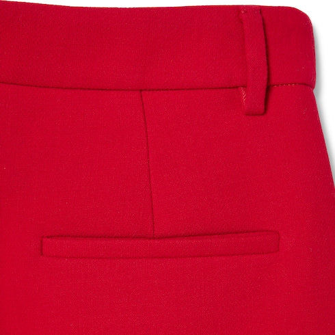 Crêpe wool pants with Double G button - red