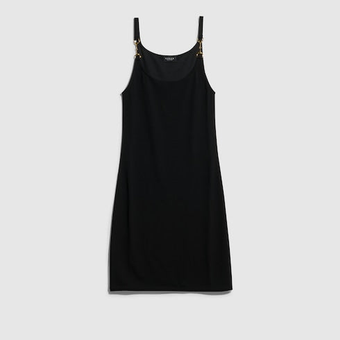 Viscose crêpe jersey dress with Horsebit - black