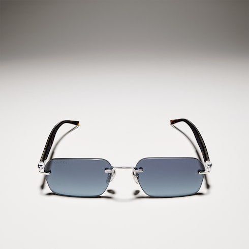 Rectangular-frame sunglasses - silver metal
