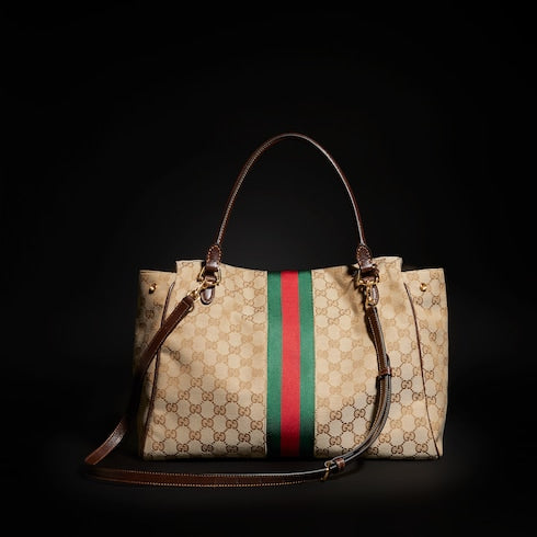 Paparazzo large top handle bag - sand and brown GG canvas