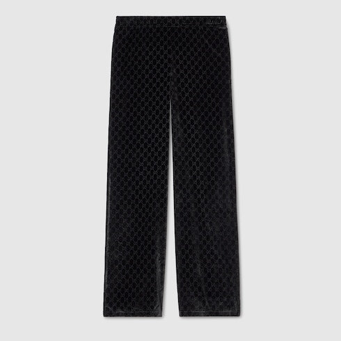 GG velvet devoré sportswear pants - black