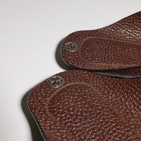 Men's thong sandal with Interlocking G - dark brown leather
