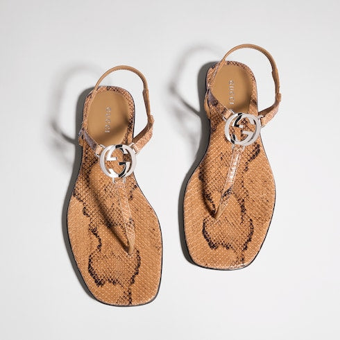 thong sandal with Interlocking G - Women's python