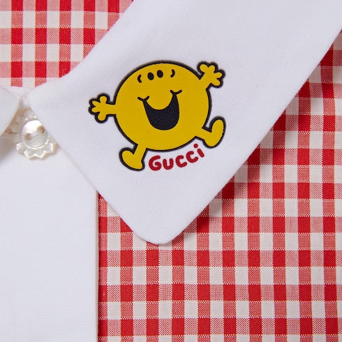 Children's gingham cotton dress - red and white