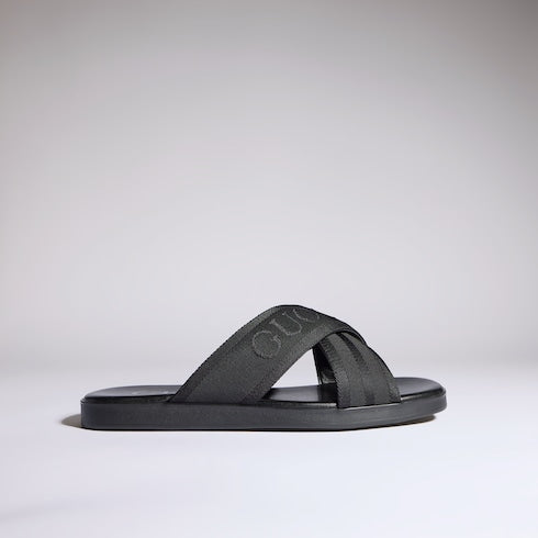Men's slide sandal - black fabric
