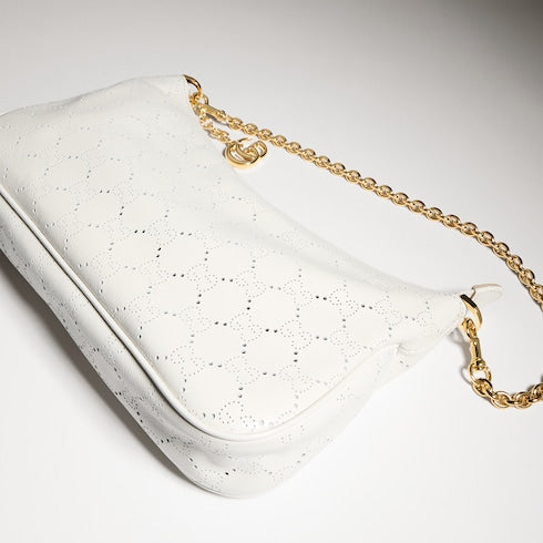 Lady Lunetta Chain small shoulder bag - white GG leather