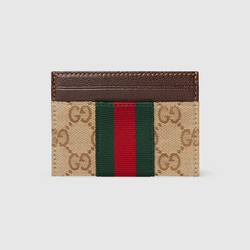 GG card case with Web - sand and brown GG canvas