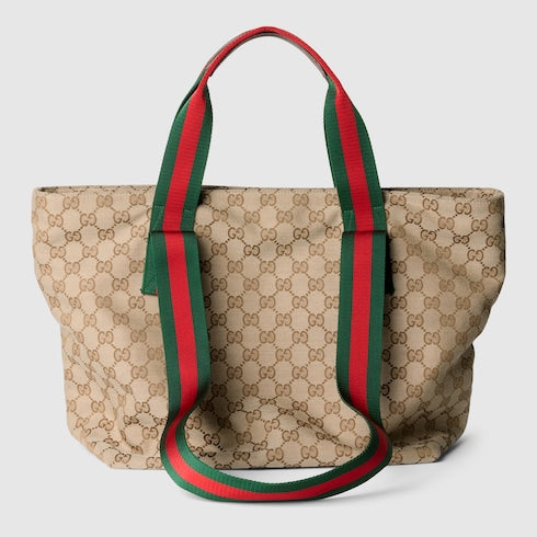 GG small tote bag - sand and brown GG canvas