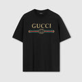 Silk blend jersey T-shirt with print - black