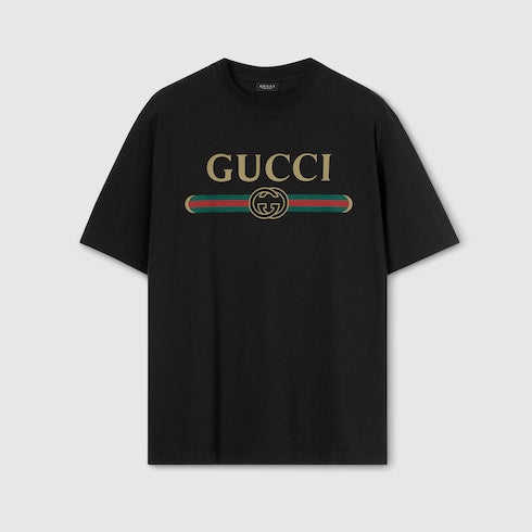 Silk blend jersey T-shirt with print - black