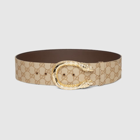 Dionysus wide belt - sand and brown GG canvas
