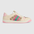 Women's GG crystal Screener sneaker - beige and dark brown GG canvas