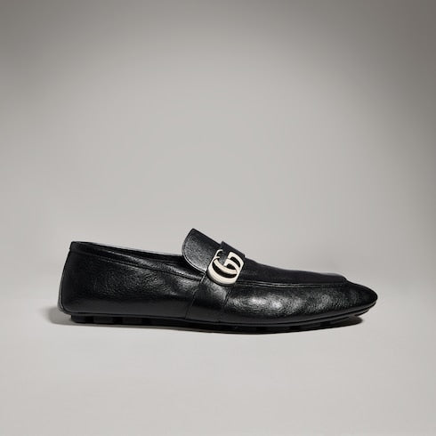 Men's driver with Double G - black leather