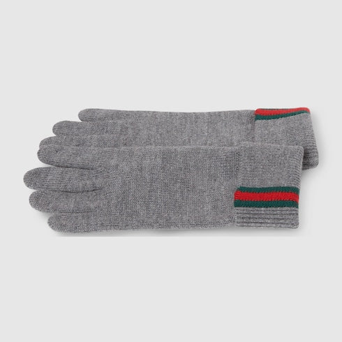 Wool gloves with Web - grey