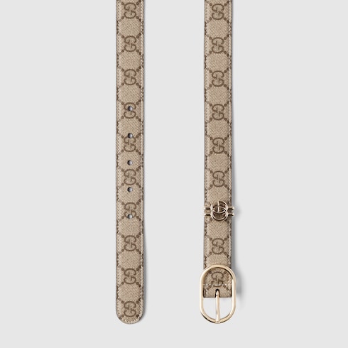 GG belt with oval buckle - beige GG fabric