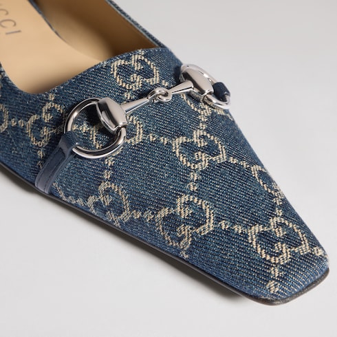 Women's Vittoria ballerina - dark blue GG denim
