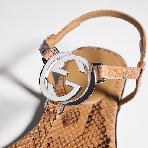 thong sandal with Interlocking G - Women's python