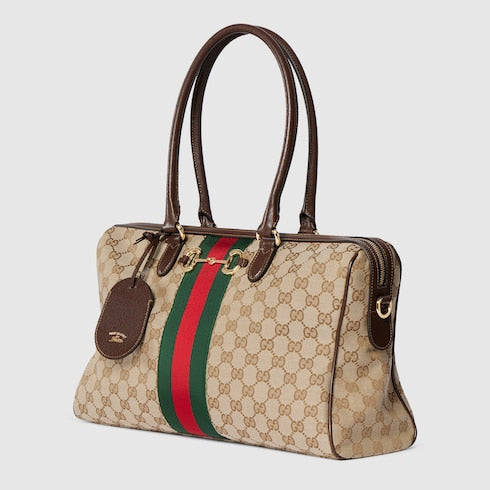 Borsetto large boston bag - sand and brown GG canvas