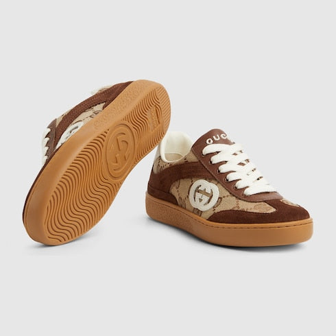 Children's G74 sneaker - beige and dark brown canvas