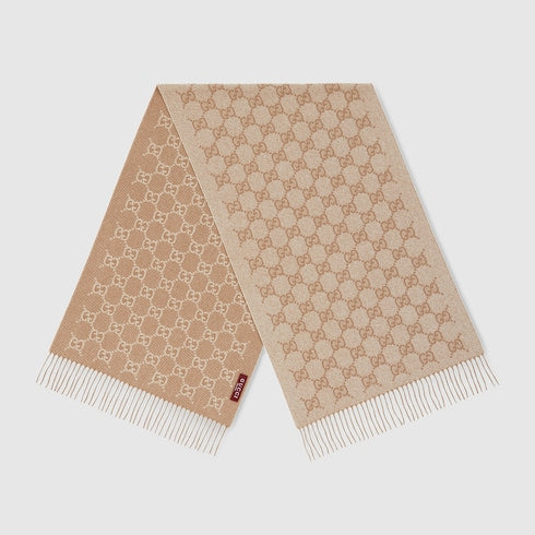 GG cashmere lamé scarf - white and beige