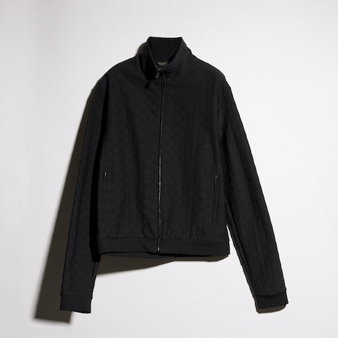 GG jersey jacquard zip jacket - black