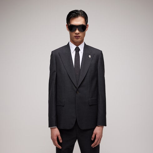 Wool single-breasted jacket - dark grey