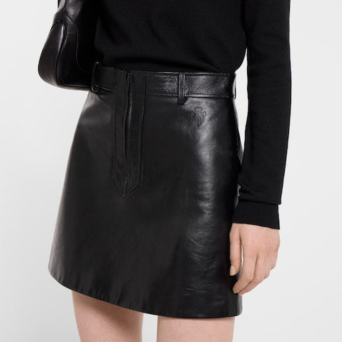 Leather mini skirt - black