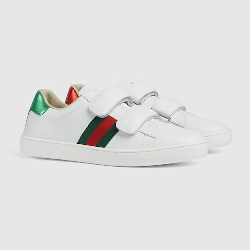 Teen Gucci Ace leather sneaker - white leather