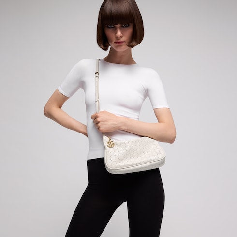 Lady Lunetta Chain small shoulder bag - white GG leather