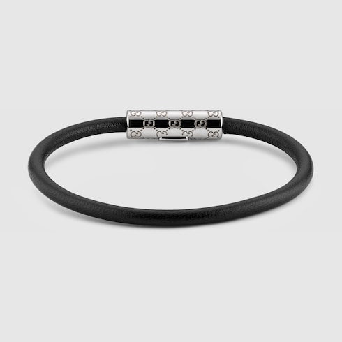 Bracelet with GG detail - black leather