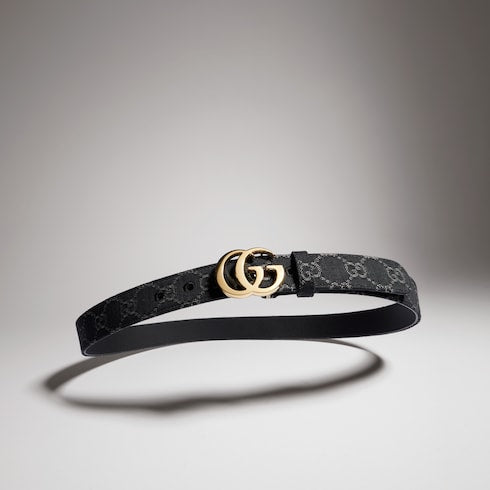 GG Marmont belt - black GG denim