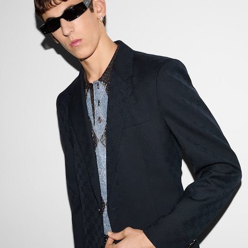 GG wool jacquard suit - dark blue