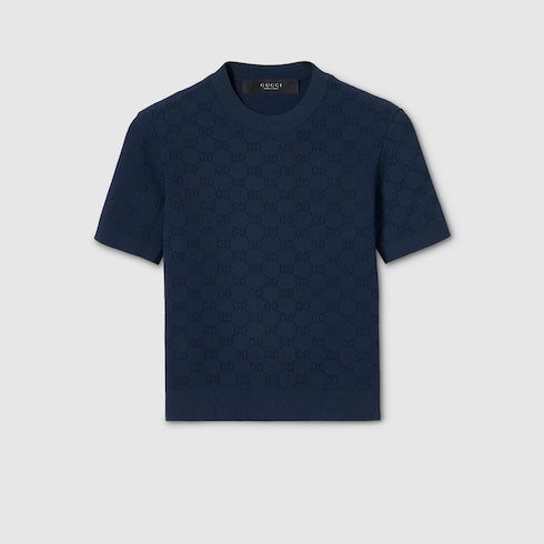 GG fine fabric jacquard top - navy