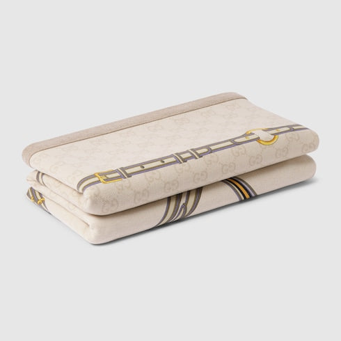 Wool blanket with print - ivory